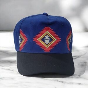 Blue and Black Embroidered Cap
